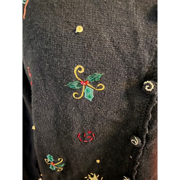 ugly christmas sweater beaded topiaries 1980s - Picture 4 of 10
